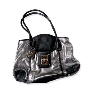 B. Makowsky Women's Black Sliver Solid Leather Shoulder Bag One Size